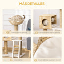 Pawhut Scratching Tree for Medium Cats Height 100.5cm with Cave Top Bed