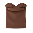 TRAF Woman Tanks & Camis Strapless Crop Tops For Women Summer Corset Tube Top Ruched Backelss Sexy Tops Off Shoulder Party Top