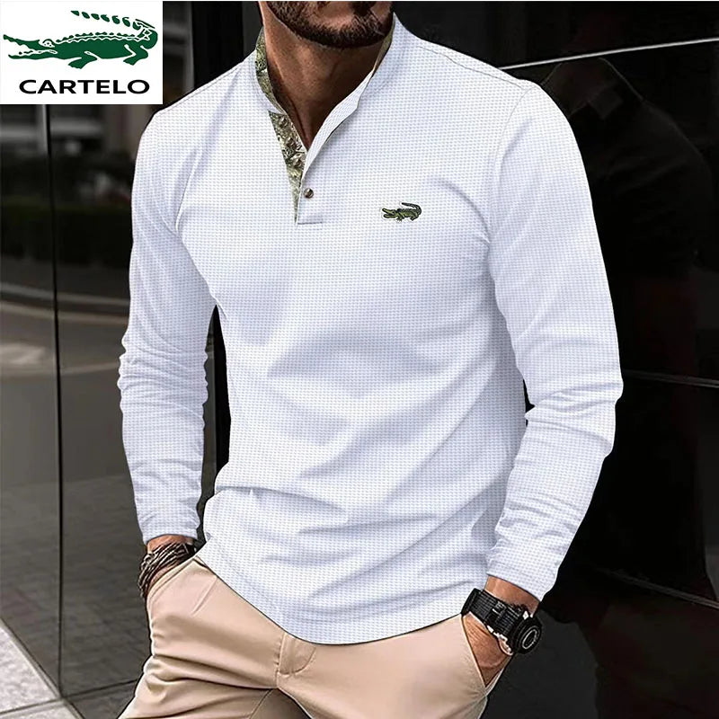 High quality Spring and autumn men's long sleeve Polo shirt fashion casual sports round neck fitness running long sleeve T-shirt