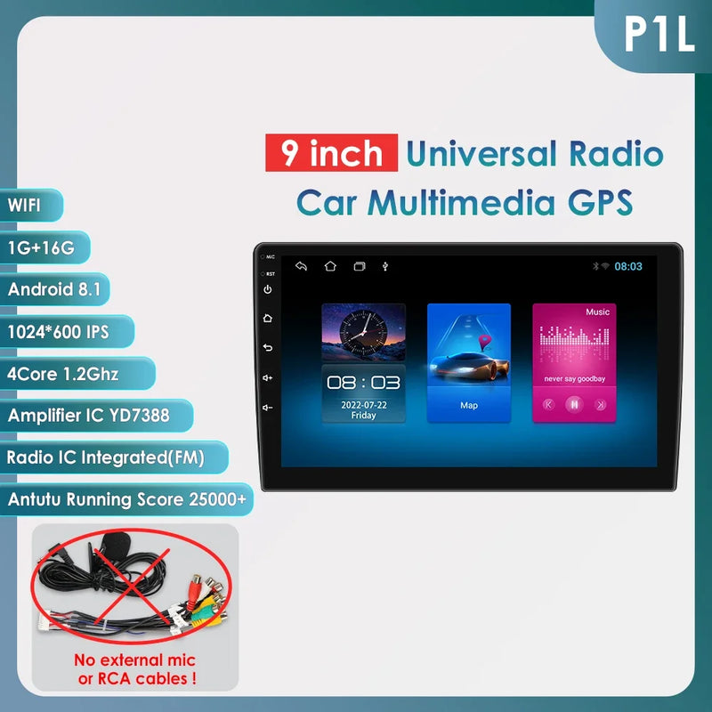 2din Android 13 Auto Car radio Universal Multimedia Video Player GPS Navi Audio Stereo  4G WIFI Carplay Screen Head Unit SWC FM