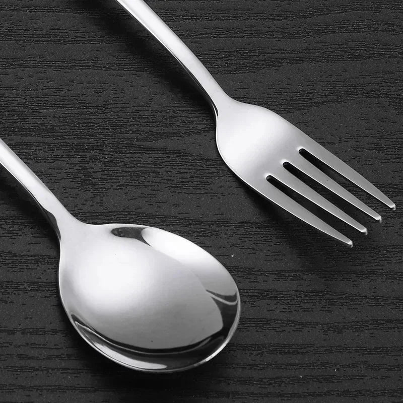 Stainless Steel Spoon And Fork Cutlery Set Long Handle Soup Spoons Ice Cream Dessert Coffee Teaspoons Kitchen Tableware Utensils