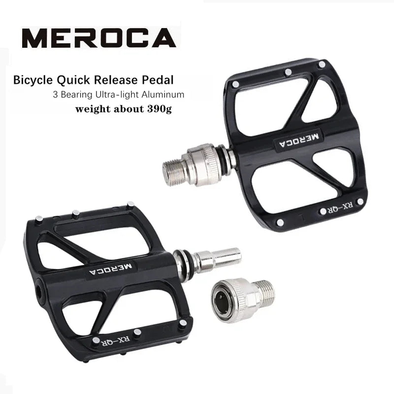 MEROCA Bicycle Quick Release Pedal Seal 3 Bearing Ultra-light Aluminum Alloy MTB Road Bicycle Non-slip  Bike Pedals