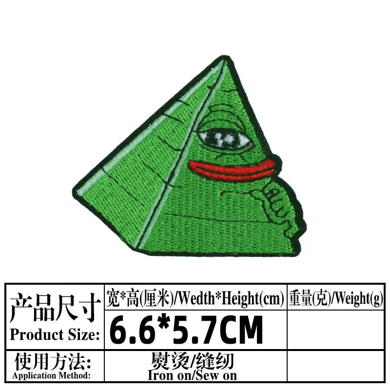 Iron on Cute Frog Patches on Clothes Backpack Cartoon Pepe The Frog Meme Embroidered Patch Badges for Clothing Sticker Appliques