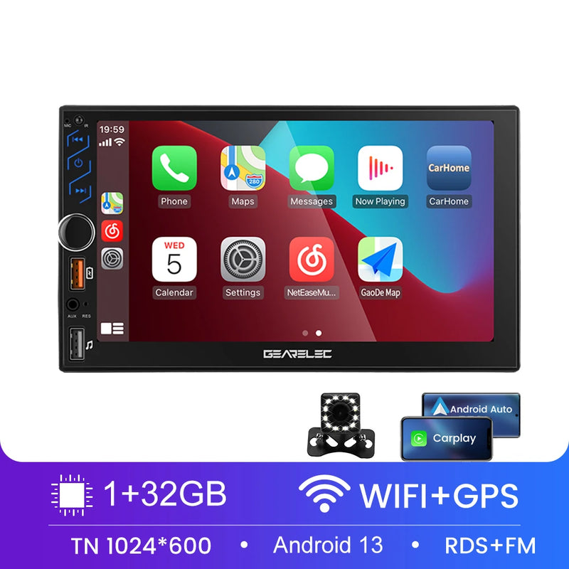 7 Inch Car Radio 2 Din Android 13 Carplay Android Auto Universal Car Multimedia Player Autoradio HD Touch Screen FM Bluetooth