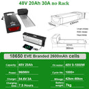 Rear Rack eBike Battery 21700 18650 52V 48V 27Ah 72V 20Ah with Rack no Rack Optional for 1500W 1000W 750W 500W 24"-28 inch