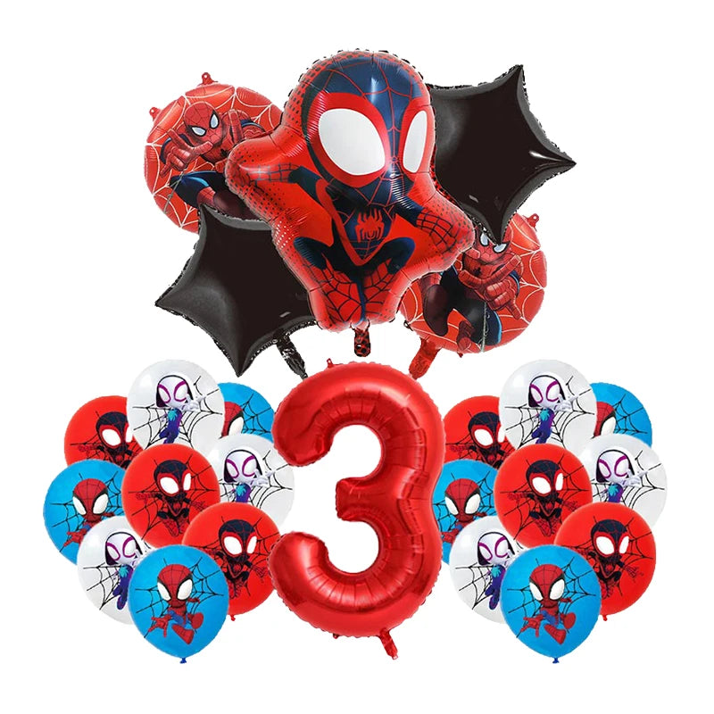 Spiderman Birthday Decorations New Spiderman Aluminum Film Balloon Disposable Tableware Party Plates Straw Supplies Baby Shower