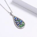 925 Silver Women's Necklace Fashion Blue Flower Ladies Pendant Handmade Enamel Jewelry Wedding Accessories Pendant Necklace