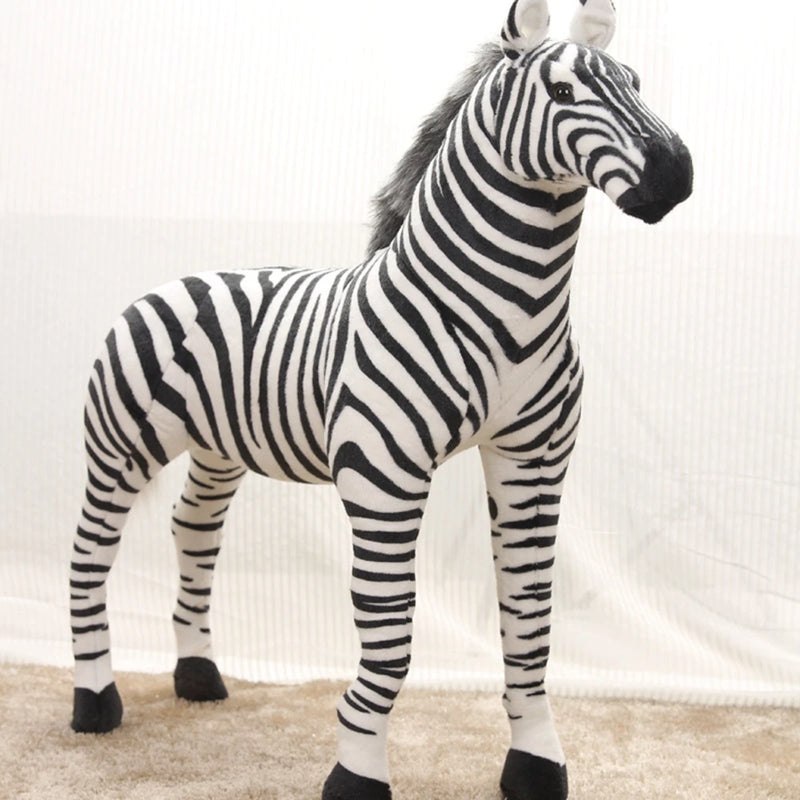 55CM Large Simulation Standing Zebra Striped Animal Dolls Home Photography Props Send Children Birthday Christmas Gifts