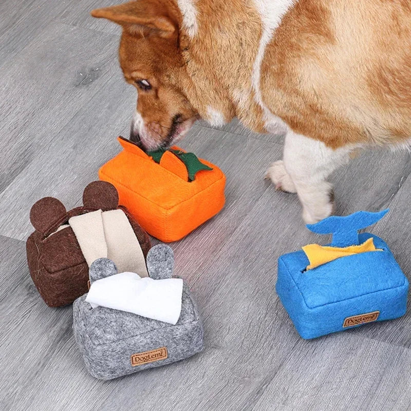 Interactive Snuffle Dog Toy Treat Dog Feeder Pet Toys Tissue Box Nosework Training Toy for Cats Dog Sniffing Toys