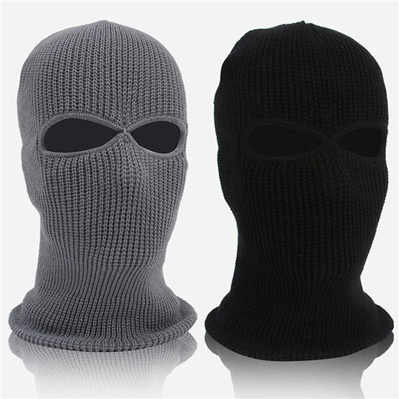 1PC Winter Knit Cap Warm Soft 2 Holes Full Face Ski Hat Hood Motorcycle Helmet Tactical Hat Fashion Women Men