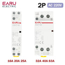 2P 4P 16A 20A 25A 32A 50A 40A 63A AC 220V 50/60Hz Din Rail Household Modular AC Contactor Switch Controller DIY Smart Home Hotel