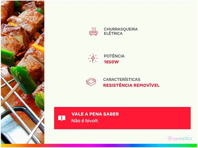 Electric Barbecue 1850W Inox Features Cotherm - 220V