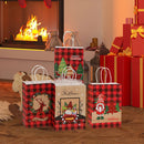 4/8Pcs Merry Christmas Kraft Paper Bags with Handles Elk Santa Gift Packaging Bags Christmas New Year Party Candy Packaging Bags