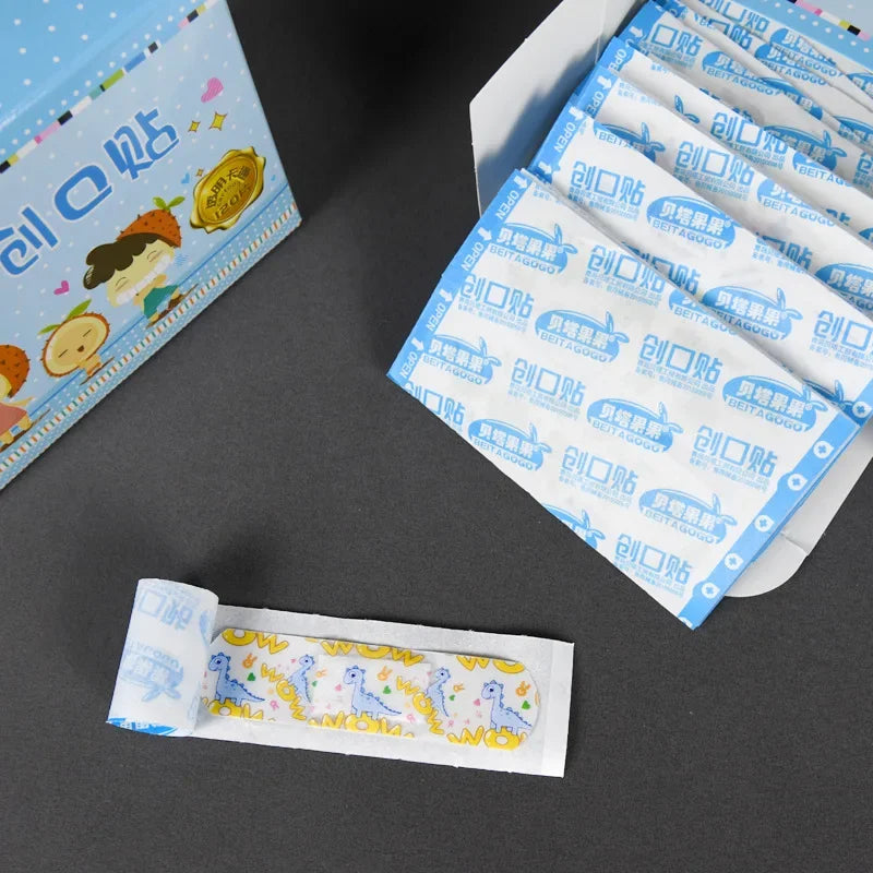 120pcs Cartoon Cute Band Aids Waterproof Breathable Children's Medical Transparent Wounds Hemostatic Bandages First Aid Kit