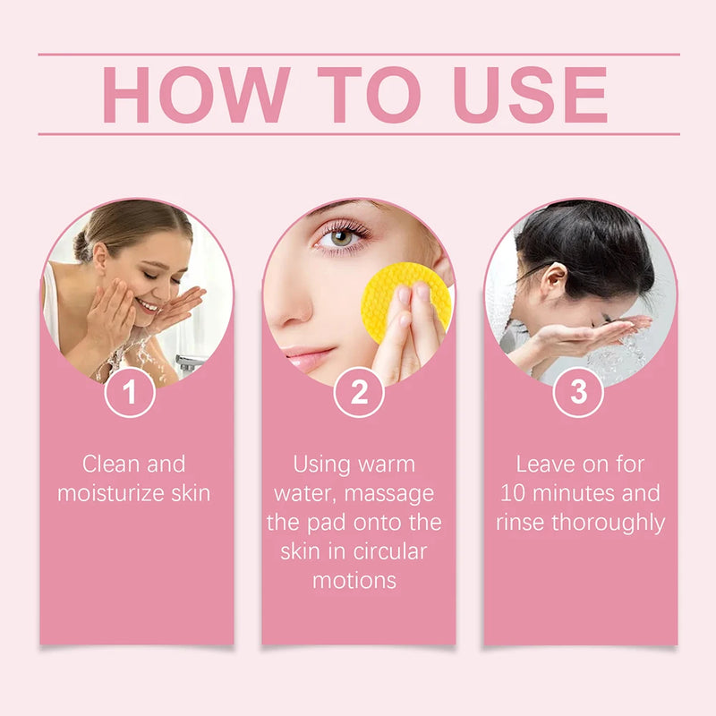 40PCS Turmeric Kojic Acid Cleansing Pads Exfoliating Pad Reduce Acne Brighten Skin Face Washing Tool Facial Cleanser Sponges