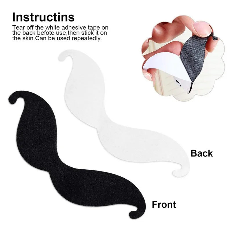 48Pcs Fake Mustache Set Self Adhesive Novelty Mustache Halloween Fancy Costume Fake Moustaches Stickers Set For Masquerade Party