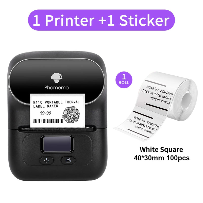 【Dropshipping Proce】Phomemo M110 Thermal Label Printer Wireless Portable Inkless BT Label Printer Use Self Adhesive Labels Paper