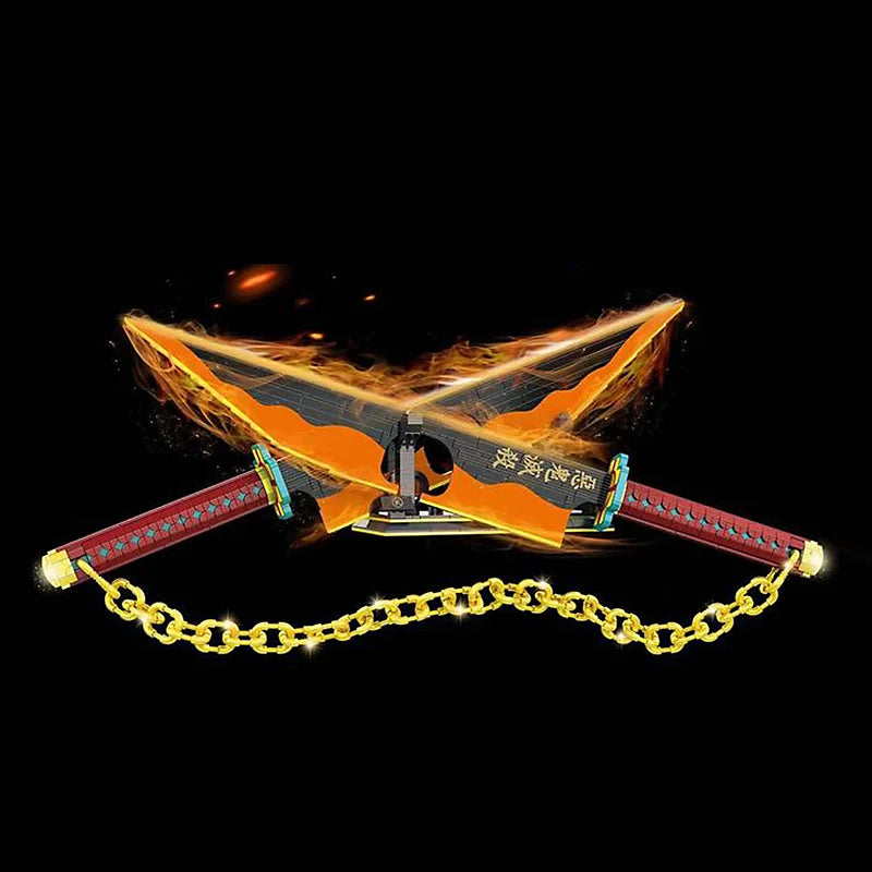 1478PCS Demon Slayer Uzui Tengen Sword Anime Ninja Building Blocks Knife Weapon Toy Katana Model Assemble Bricks Gifts For Kids