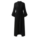 Elegant Women Beach Cover Ups Maxi Dress Ruffled Cardigan Kimono Swimwear Button Down Long Sleeve Sunscreen Solid Cover Ups