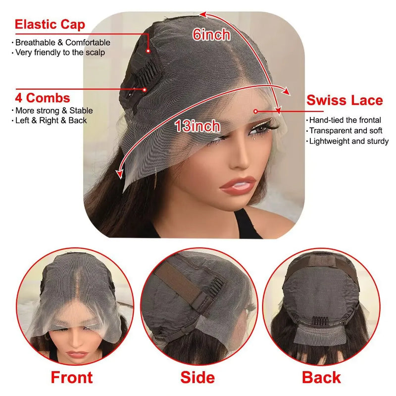 Ombre Blonde 13X6 Transparent Lace Front Human Hair Wig Brown Root Body Wave Ash Blonde 180 Density Pre Plucked Human Hair