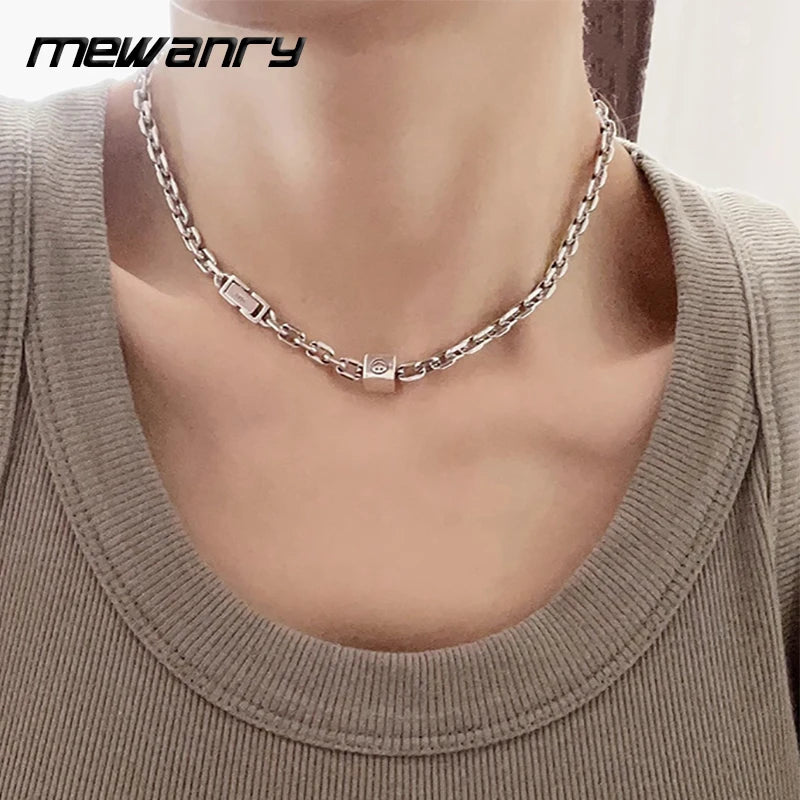 Mewanry Square Smile Face Pattern Necklace For Women Couples New Fashion Vintage Simple Hip Hop Party Jewelry Gifts Wholesale