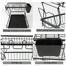 Dish Drying Rack 2-Tier Compact Kitchen Dish Rack Dish Drainer with Chopstick Cylinder Kitchen Drainer rack with spout