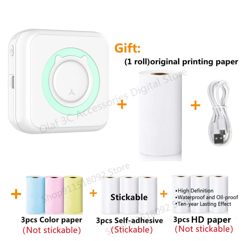 NEW Mini Portable Printer Thermal Adhesive Label Printers Photo Sticker Impresora Portátil Inkless Print For Mobile IOS Android