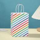 12pcs Rainbow Kraft Paper Gift Bag with Handle Candy Favor Bag Christmas Wedding Baby Shower Kids Birthday Goody Bag Party Decor