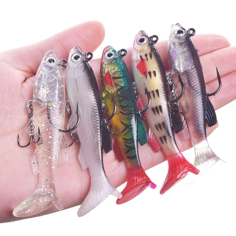 1Pcs Jigging Hooks Wobblers Silicone Soft Bait 7.5cm 12g T Tail Swimbait Artificial Rubber Bait Pike for Bass Carp Fishing Lures