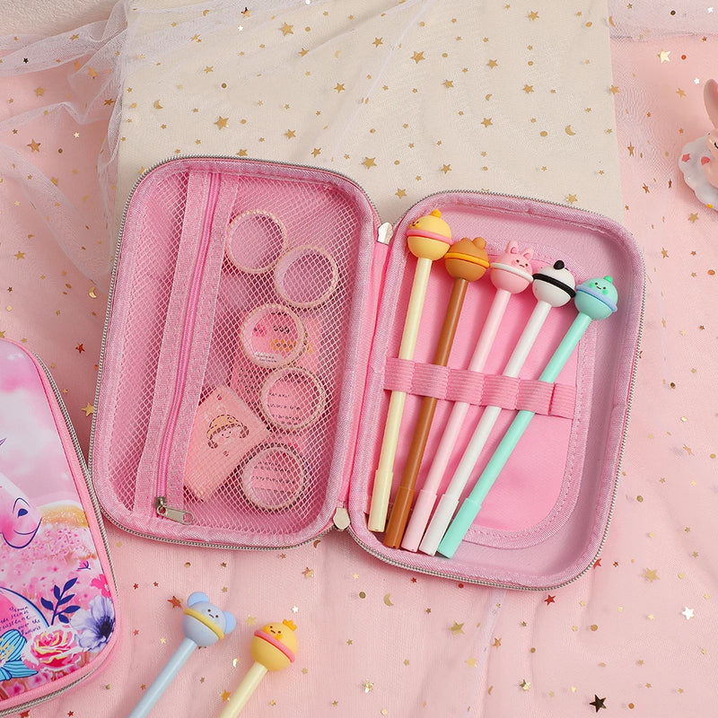 Cartoon EVA Pen Box Children's 3D Unicorn Stationery Box Large Capacity Primary School Pencil Storage Box Girls' Pencil Bag