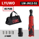 LYUWO 12V Cordless Right Angle Electric Wrench 45NM 3/8 Inch Ratchet Wrench Disassembly Nut Car Maintenance Tool With 4 Sockets