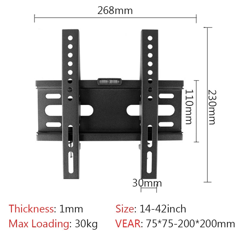 TV Wall Mount Fixed for Most 14-42" LED, LCD and Plasma Flat/Curved TVs with Max VESA 200X200 Space Saving Universal TV Bracket