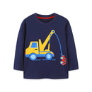 Little maven Baby Boys Kids Autumn Tops Clothes 2024 Children Vehicle Excavator Long Sleeved  Toddler T-shirt Cotton