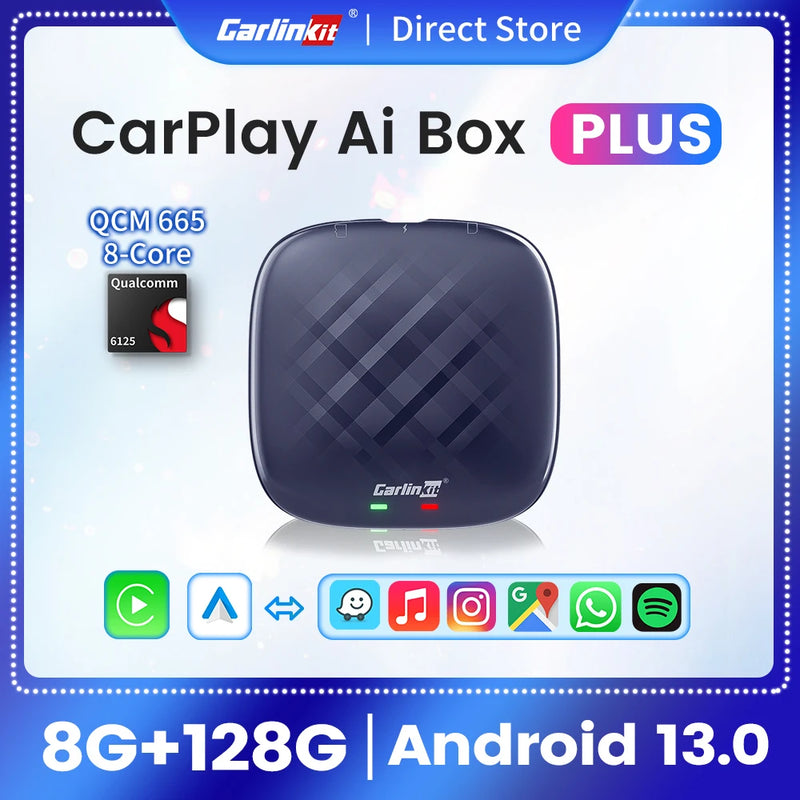 CarlinKit TV Box Android 13 Plus 8+128G Ultra Wireless CarPlay Android Ai Box QCM6125 8-Cores Car Play Streaming Box for OEM Car