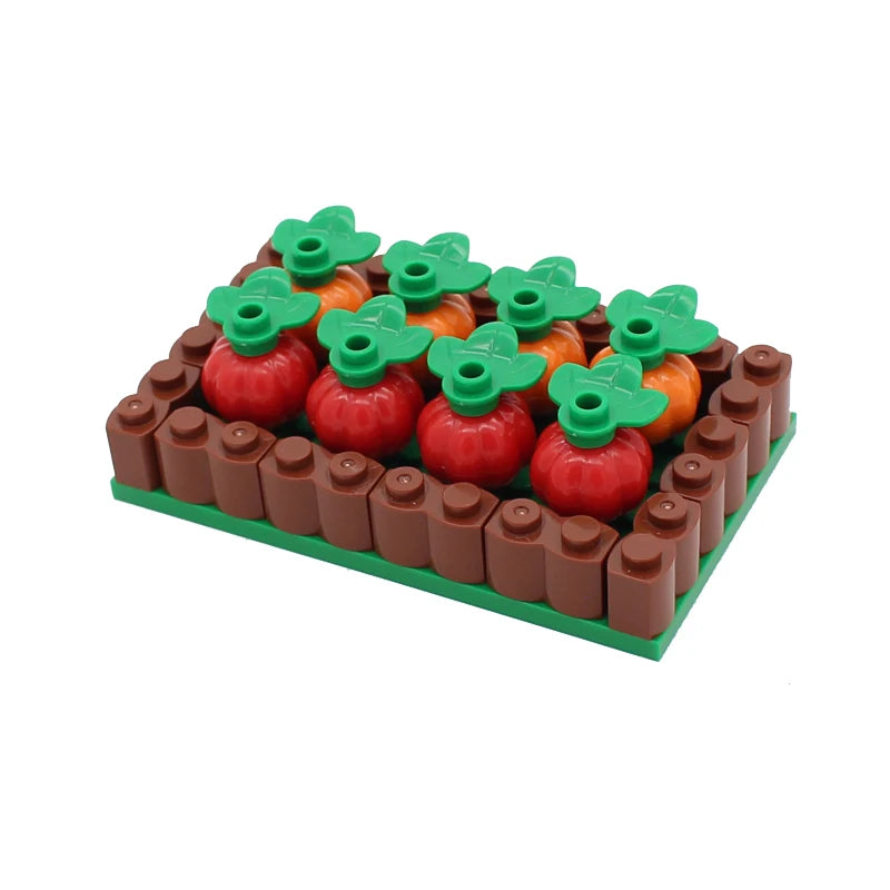 MOC Farm Cattle Horse Carriage Transport Stable Vegetable Garden Bricks Model Building Blocks Toys for Children Christmas Gifts