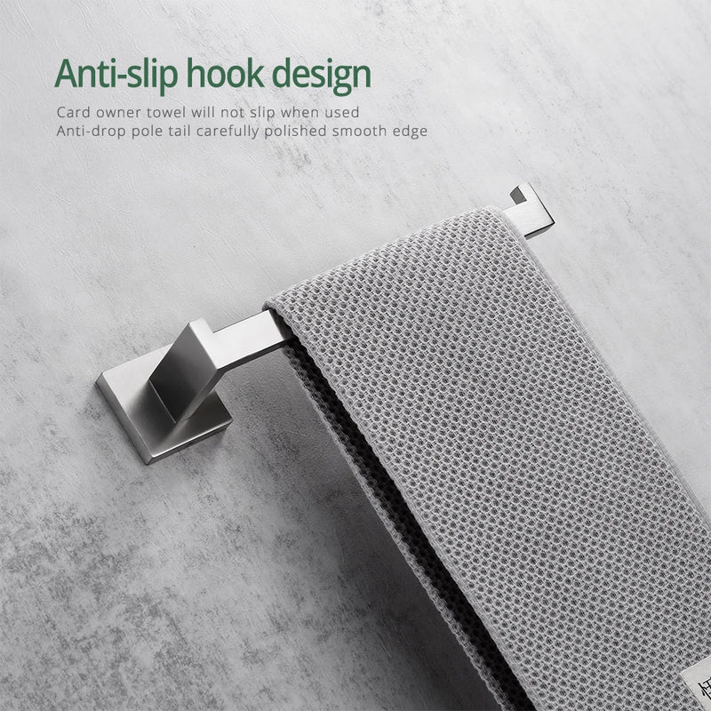 Brushed Nickel Towel Rack Bathroom Hardware Set Towel Holder Hanger Stainless Steel Towel Rails Nails Wall Mounted Rustproofed