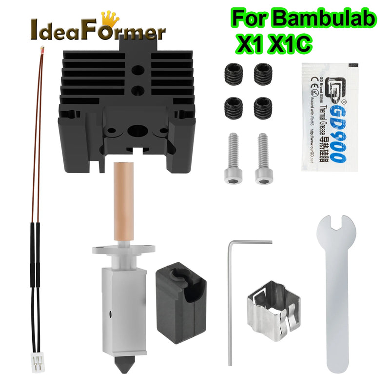 Upgrade Hotend For Bambu Lab X1 X1Carbon Bi Metal Heatbreak  Hard Steel Nozzle Thermistor Fit Bamboo Bambulabs P1P P1S hotend
