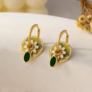 Ethnic Chinese Colorful Enamel Earrings for Women Retro Design Gold Plated Flower Shaped Multiple Wear Ways Luxury Jewelry Gifts