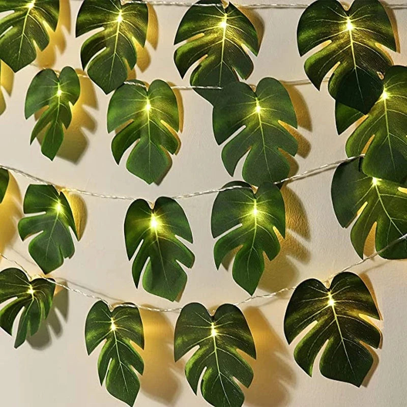 1.5m/3m LED Artificial Turtle Leaves String Lights Home Garden Wedding Baby Shower Hawaii Jungle Theme Birthday Party Decoration