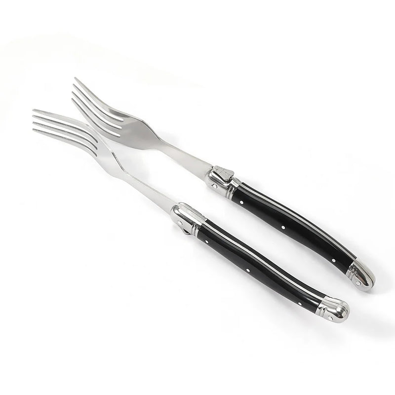 Jaswehome 3/4/5pcs Stainless Steak Knife Butter Knife Fork Soup Tea Spoon Ergonomic Black Flatware Western-Style Tableware Set