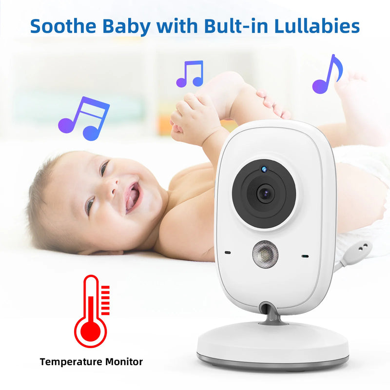 TakTark 3.2 Inch Wireless Video Baby Monitor With Lullabies Auto Night Vision Two Way Intercom Temperature Monitoring Babysitter