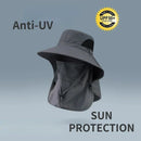 Outdoor Fisherman Hat Wide Brim Bucket Hat with Neck Cover Men Summer Breathable Mesh Sun Protection Visor Anti UV Cap Unisex