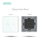 BSEED 1/2/3Gang Touch Switches 1/2/3Way Function Parts Type-c USB Wall French Sockets Crystal Glass Panels DIY Free Combination
