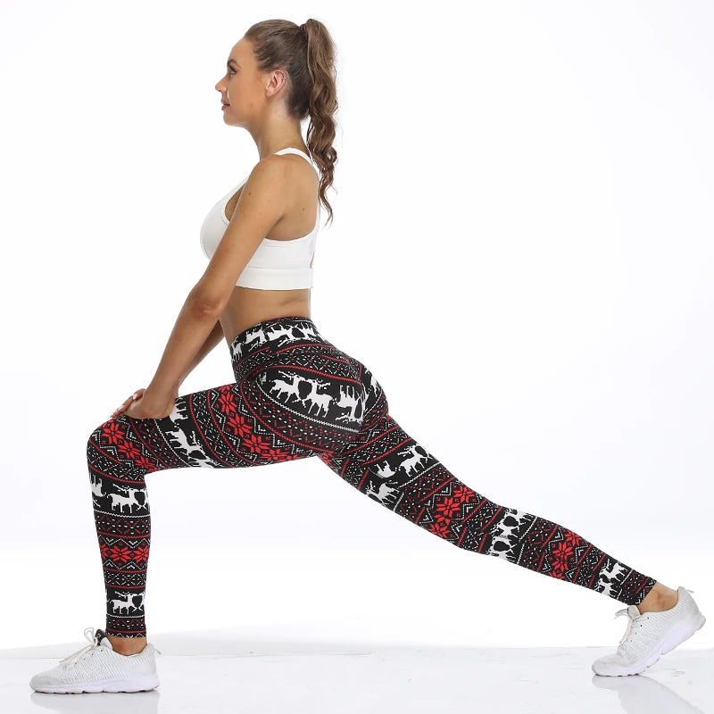 Merry Christmas Casual  Leggings Of Women Autumn Skinny Stretch High Waist  Leggings Women Print