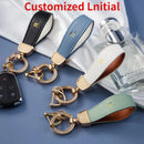 Luxury Metal Leather Car Key Chain Pendant Split Keychain Rhinestone Ring For Woman Man Girly Strap Fashion Keyring Accessories