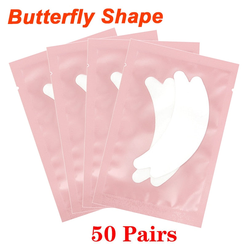 25/50/100Pairs Eye Patches Under Eyelash Pads for Building Hydrogel Paper Patches Pink Lint Free Stickers for False Eyelashes