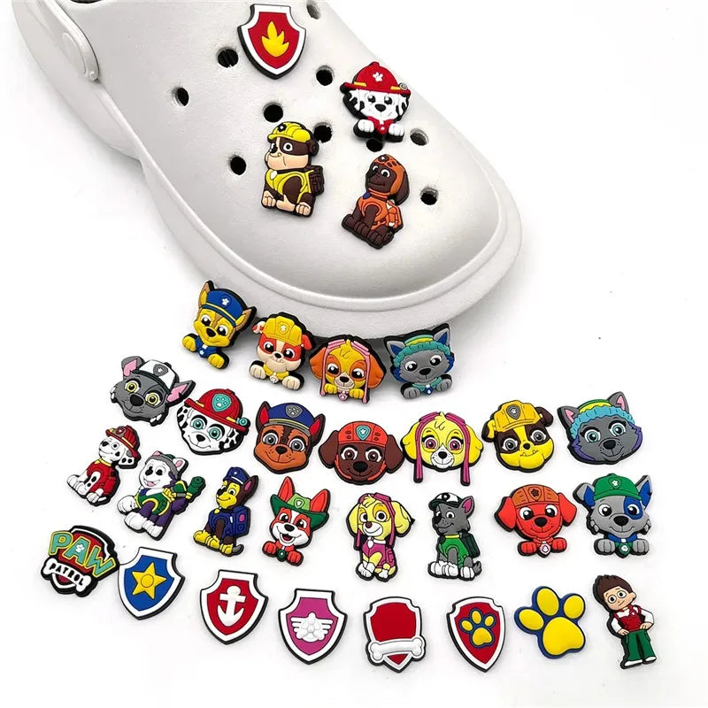 12pcs Paw Patrol Pvc Shoe Charms Anime Cartoon Shoe Buckle decorated pvc Animal Dog series shoe charm best-selling designer