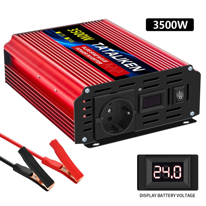 1000W-10000W Inverter 12V/24V 220V Pure Sine Wave Converter Solar Inverters With LED EU Socket