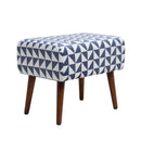 Blue Patterned Footstool with Walnut Legs