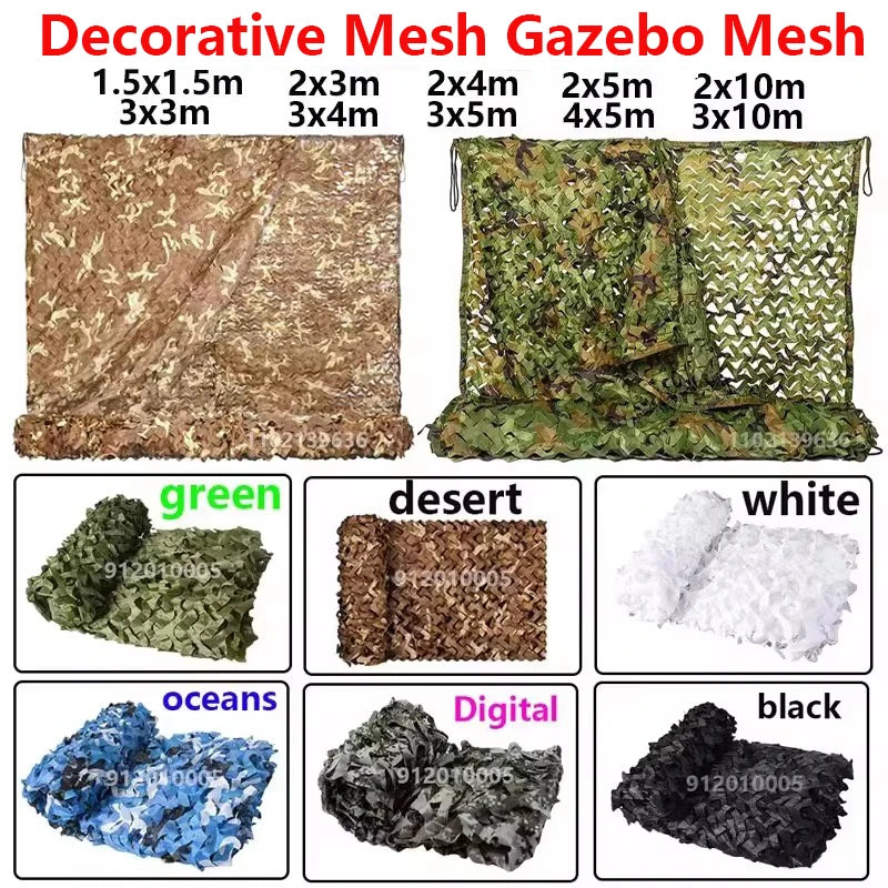 Shade Mesh Gazebo Hunting Mesh Garage Mesh Garden Decorative Mesh Green Jungle Desert White Ocean 4x5m